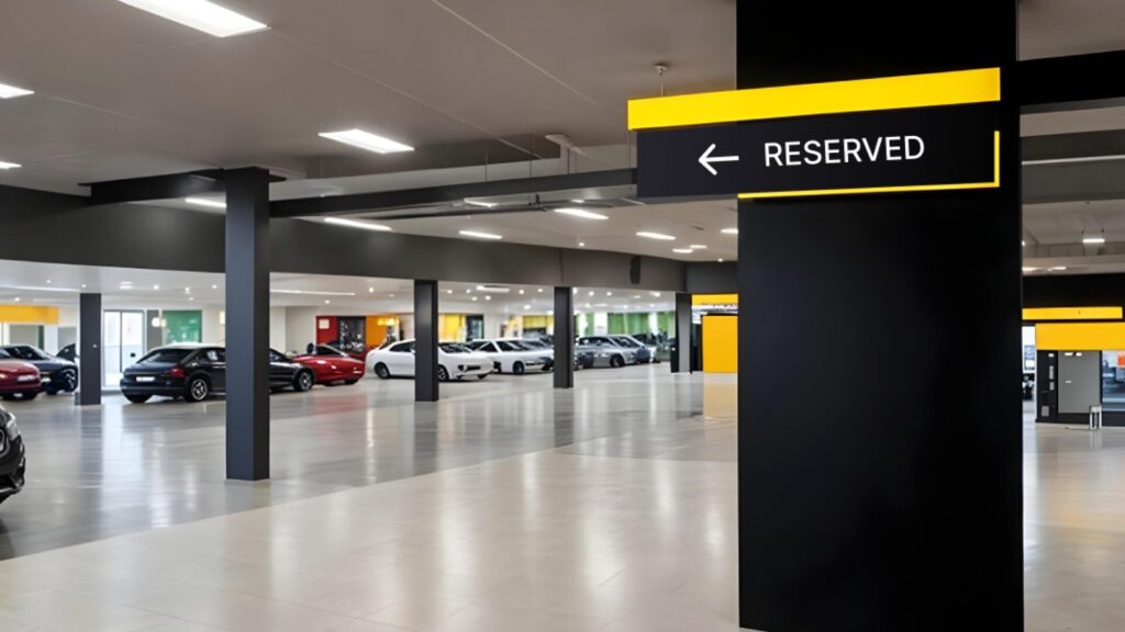 Showroom interior wayfinding signage solutions atlanta