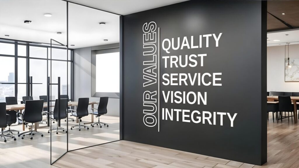 Custom business signs for corporate environments