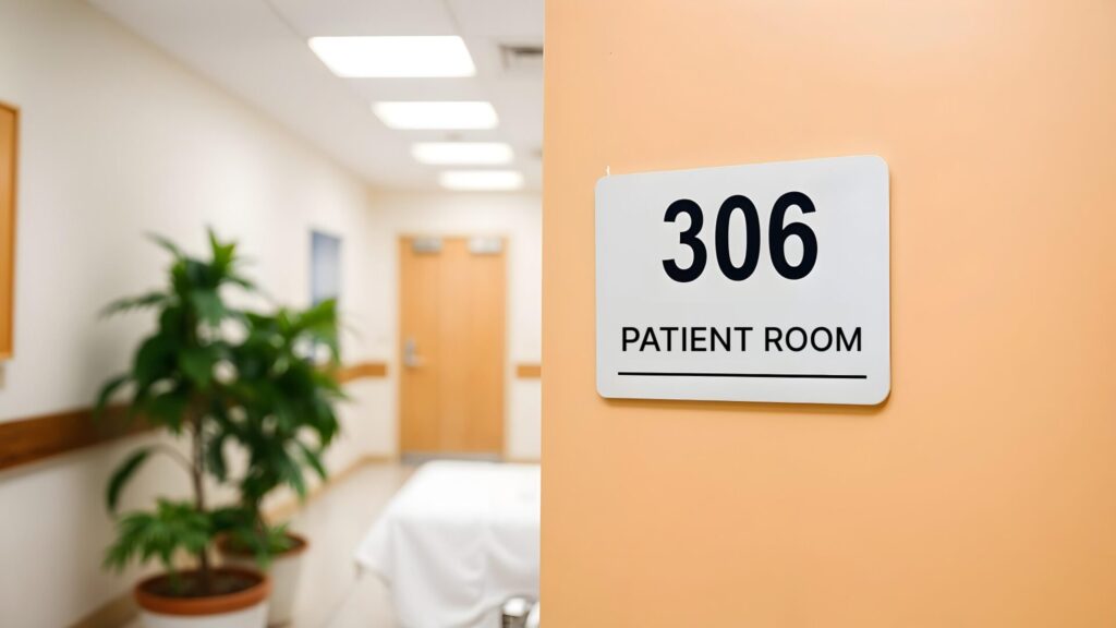 Patient room internal signage solution