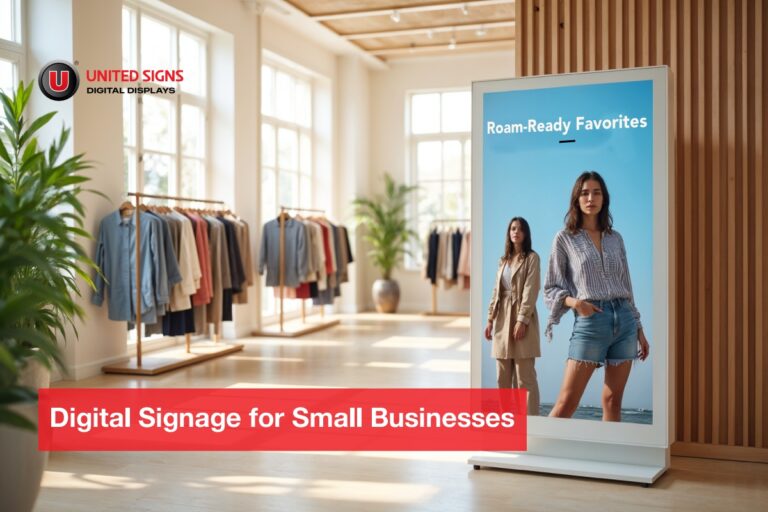 Digital signage for small businesses displayed on storefront