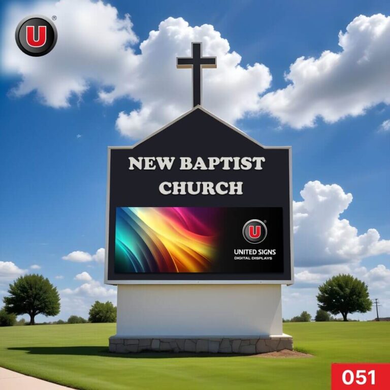 P8 (8mm) 5’h x 8’w LED Digital Church Sign 051 – Large Church Sign