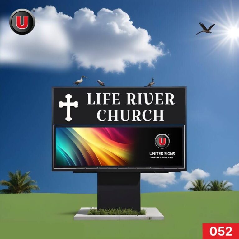 P8 (8mm) 3’h x 6’w LED Digital Church Sign 052 – IP67 Rated
