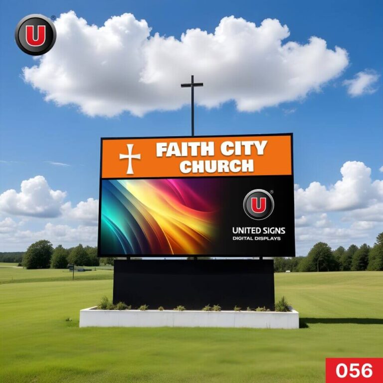 P8 (8mm) 3’h x 6’w LED Digital Church Sign 056 – IP67 rated Outdoor Church Sign