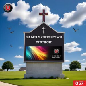 P8 (8mm)  3'h x 6'w Digital LED Church Sign 057 - High Brightness