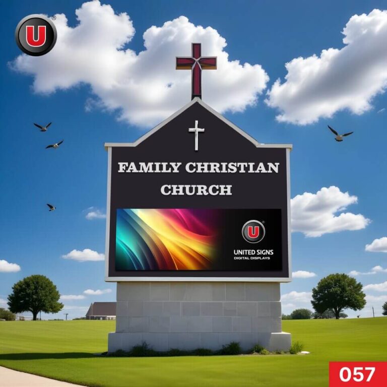 P8 (8mm)  3’h x 6’w Digital LED Church Sign 057 – High Brightness