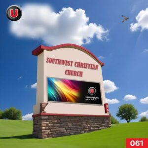P8 (8mm) 3'h x 8'w LED Digital Church Sign 061 - High Resolution - IP67 Rated