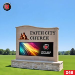 P8 (8mm) 3'h x 8'w Digital LED Church Sign 066 - Lifetime Tech Support