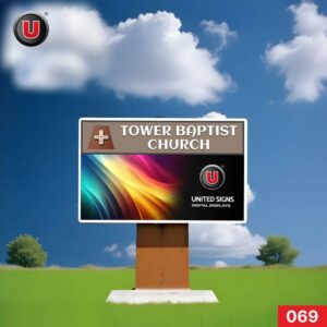 P8 (8mm) 3'h x 6'w LED Digital Church Sign 069 - WiFi Enabled Digital Signage