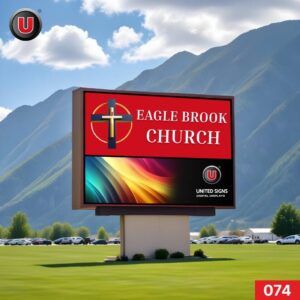 P8 (8mm) 3'h x 6'w LED Digital Church Sign 074 - High Brightness