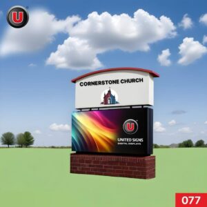 ​​​​​​​P8 (8mm) 4'h x 8'w Digital LED Church Sign 077 - Financing Available!