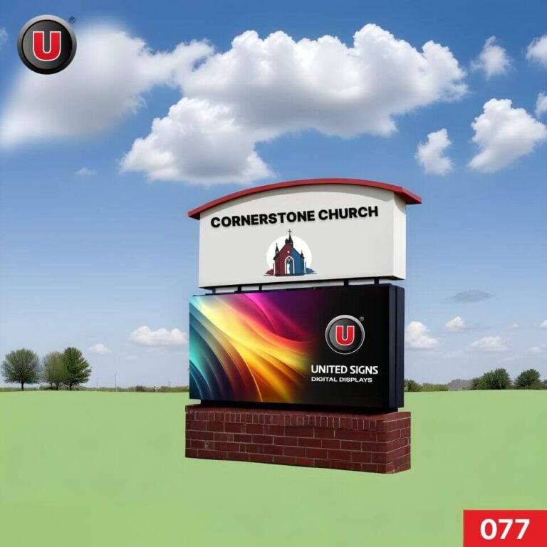 ​​​​​​​P8 (8mm) 4’h x 8’w Digital LED Church Sign 077 – Financing Available!