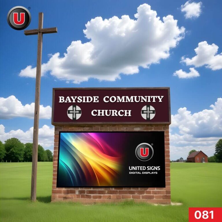 P8 (8mm) 3’h x 6’w LED Digital Church Sign 081 – Bright Screen and WiFi Enabled