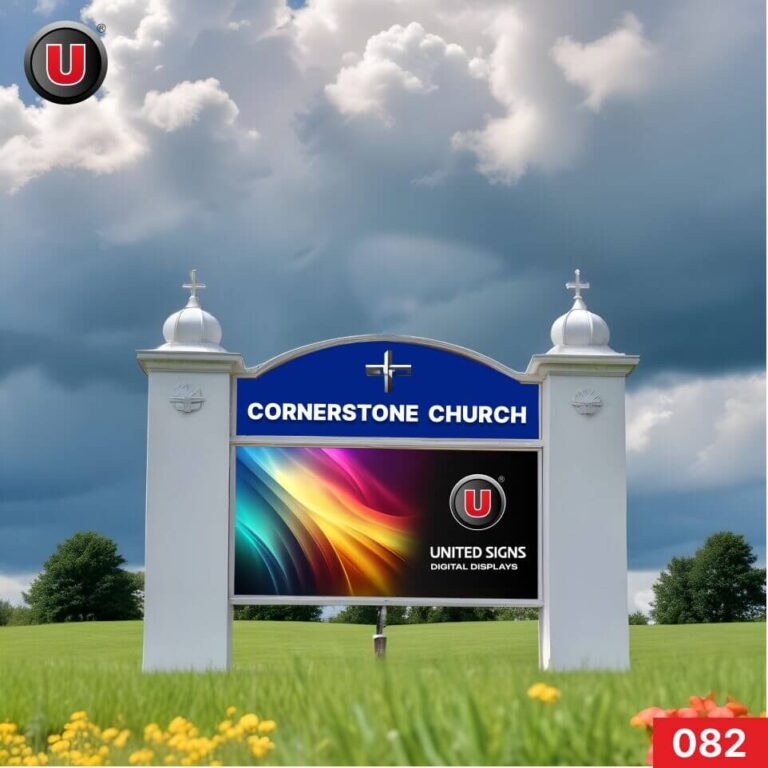 P8 (8mm) 3’h x 8’w LED Digital Church Sign 082 – Full Color Illuminated LED Sign