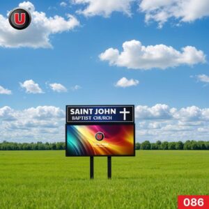 P8 (8mm) 3'h x 6'w Digital LED Pole Church Sign 086