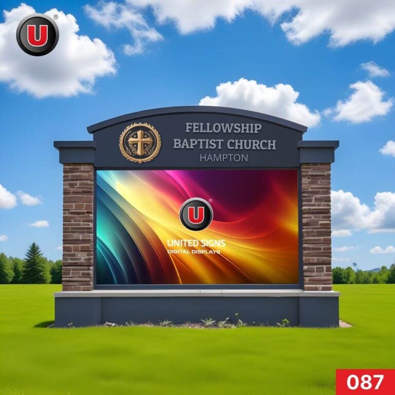P8 (8mm) 6’h x 10’w Digital LED Monument Church Sign 087