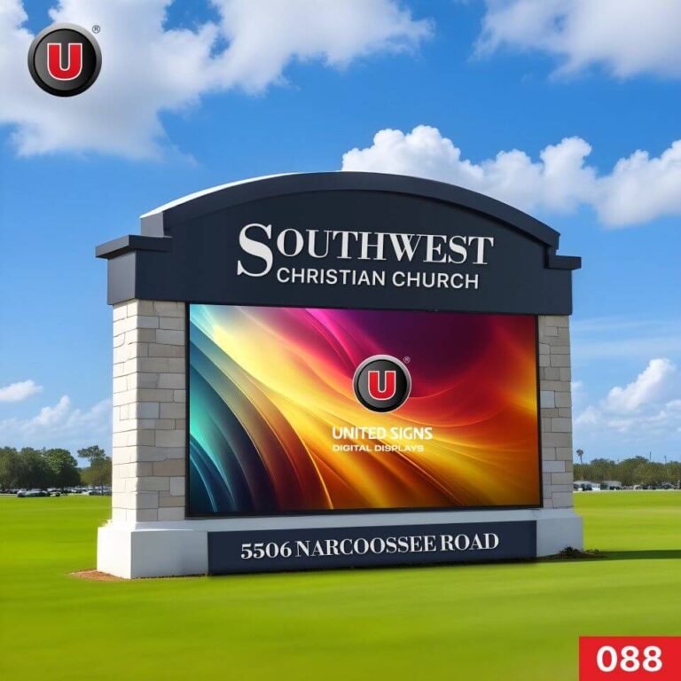 P8 (8mm) 6’h x 10’w Digital LED Monument Church Sign 088