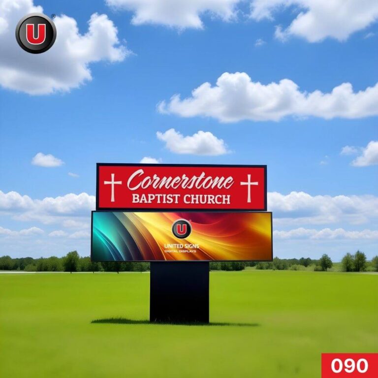 P8 (8mm) 3’h x 10’w Digital LED Church Sign 090