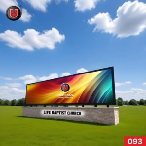 P8 (8mm) 4'h x 12'w Digital LED Monument Church Sign 093