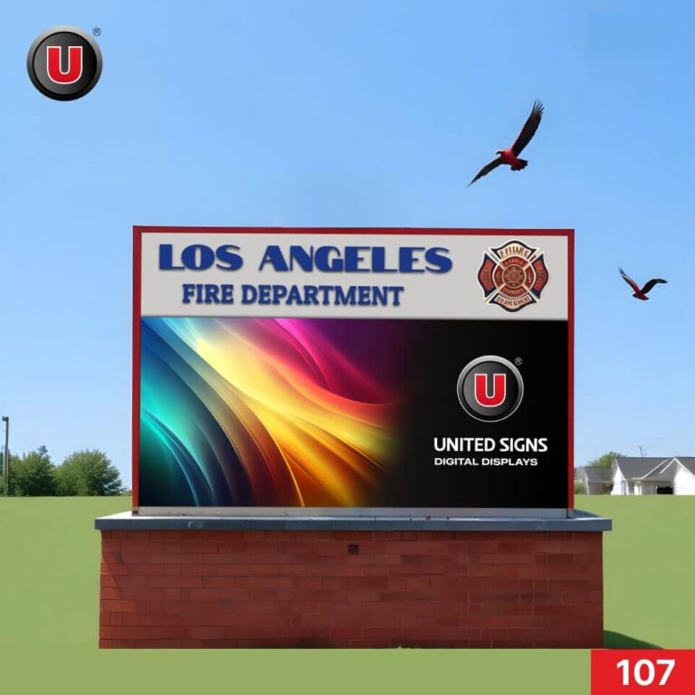 P8 (8mm) 3’h x 6’w LED Digital Fire Station Brick Monument Sign 107