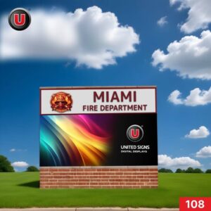 P8 (8mm) 3'h x 6'w LED Digital Fire Station Brick Monument Sign 108