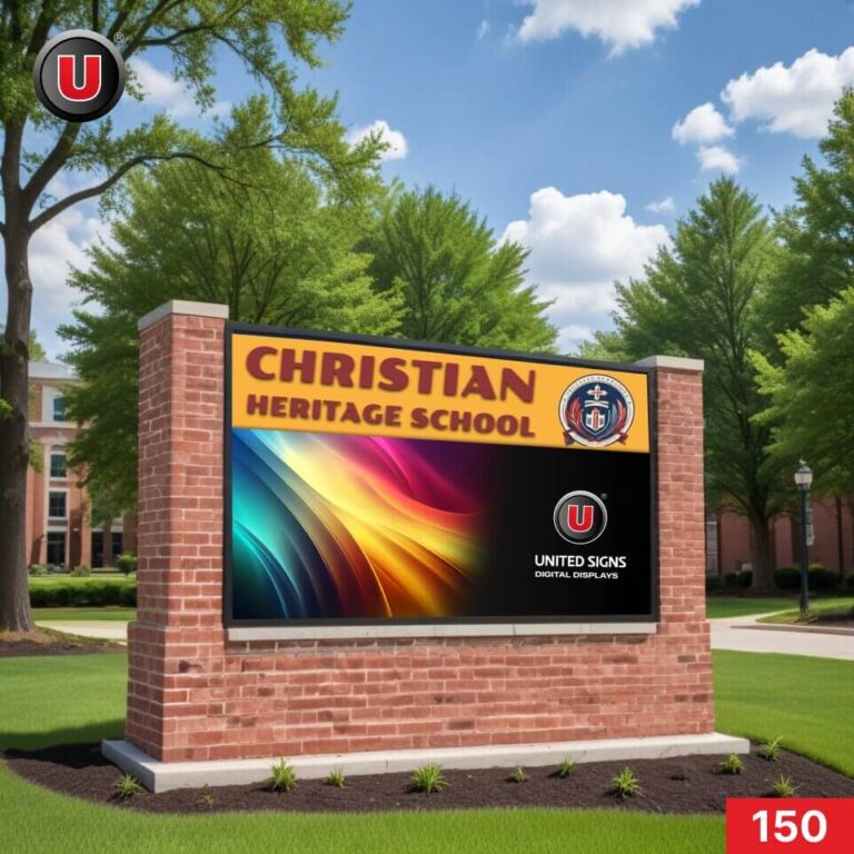 P8 (8mm) 3’h x 6’w LED Digital School Sign 150 – WiFi-enabled