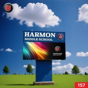 P8 (8mm) 4'h x 8'w LED Digital School Sign 157 - High Brightness IP67 Rated