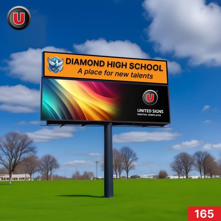 P8 (8mm) 3’h x 10’w LED Digital School Sign 165 – WiFi Control + IP67 Rating
