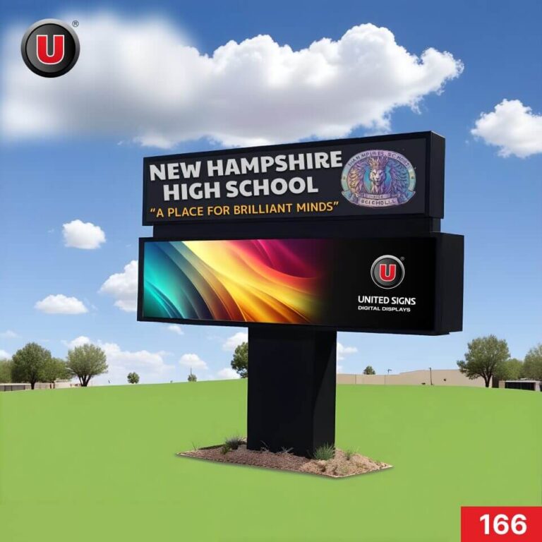 P8 (8mm) 3’h x 8’w LED Digital School Sign 166 – Turnkey Full Package