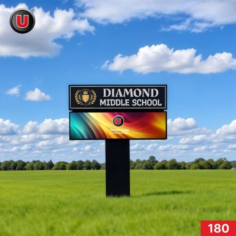 P8 (8mm) 3’h x 8’w LED Digital School Sign 180