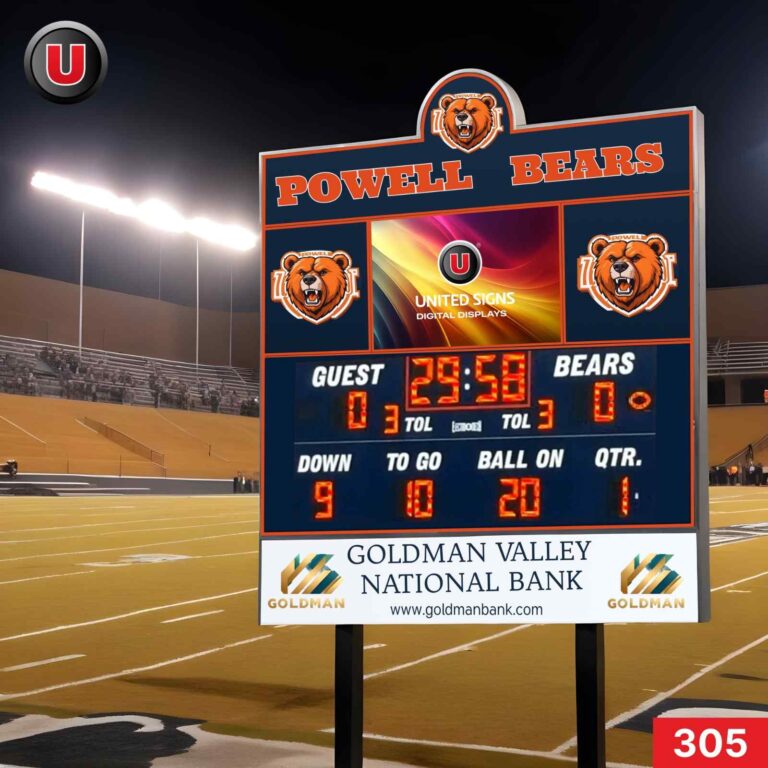 8’h x 20’w LED Digital Scoreboard Panel 305 – Electronic Sports Scoring Display