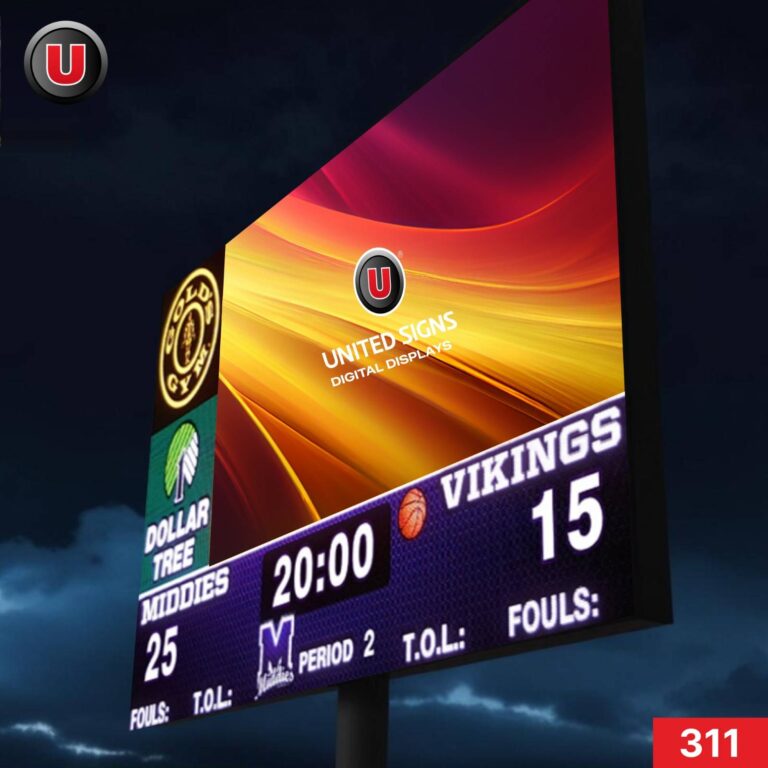 8’h x 20’w LED Digital Scoreboard Display Panel 311 – Full Color, High Quality