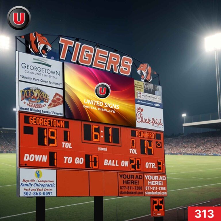 8’h x 20’w LED Digital LED Scoreboard Panel 313 – Customizable & WiFi-enabled