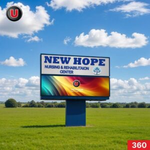 P8 (8mm) 3'h x 8'w Digital LED Pylon Sign 360